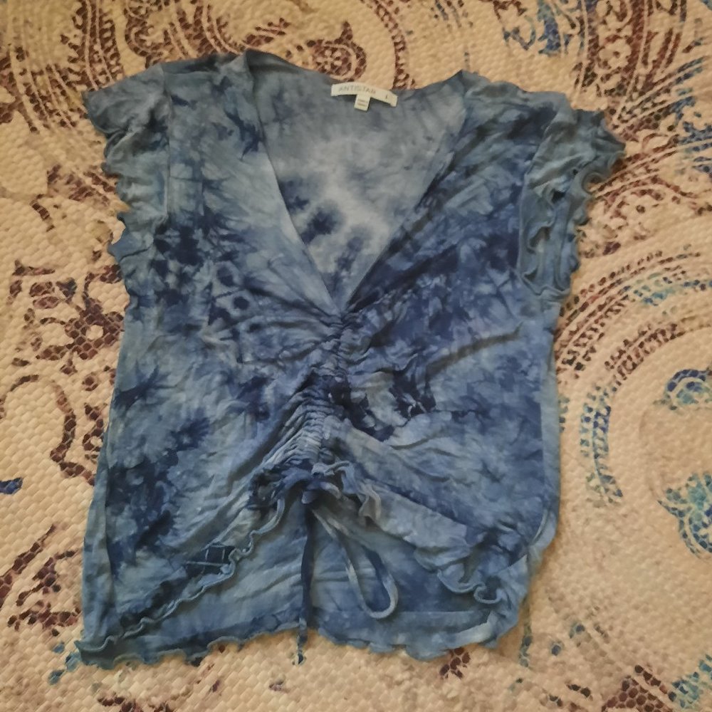 Blue tie dye adjustable shirt